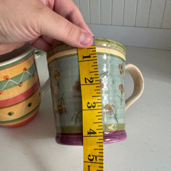 SET of 2 Patterned Heavier Weight Coffee Cups Mugs Tea Floral Polka Dot - Picture 14 of 14